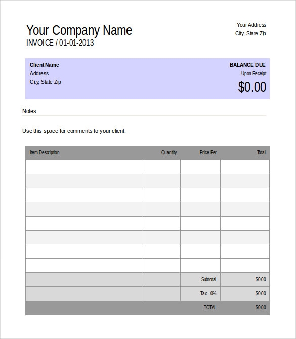 Printable Editable Invoice Template