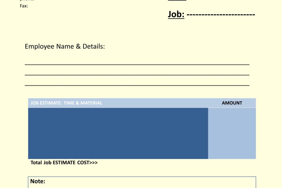 Printable Estimate Forms Printable Forms Free Online