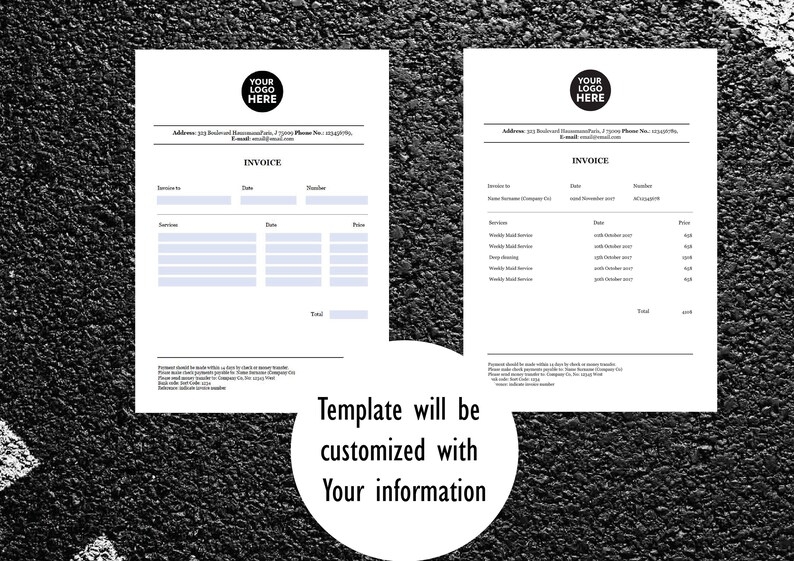 Printable Fillable Invoice Template PDF Invoice In A4 Size Etsy