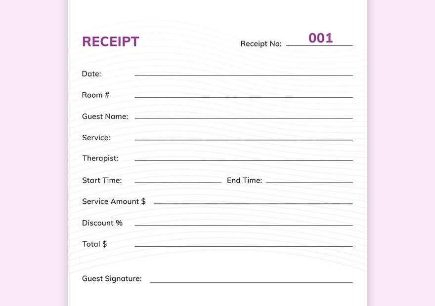 Printable Format Massage Invoice Template Free Printable