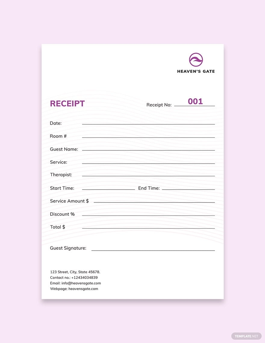 Printable Format Massage Invoice Template Free Printable