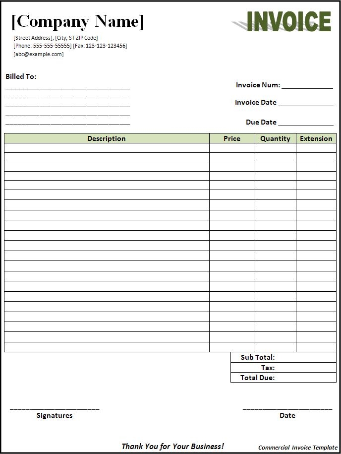 Printable Free Invoice