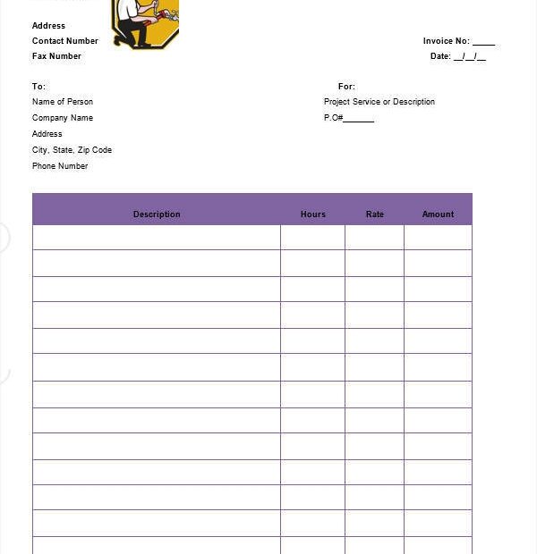 Printable Free Plumbing Invoice Template Printable Templates