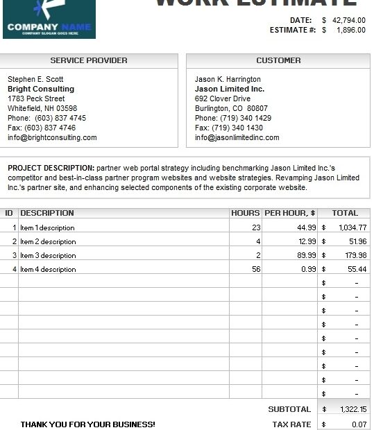 Printable Home Repair Invoice