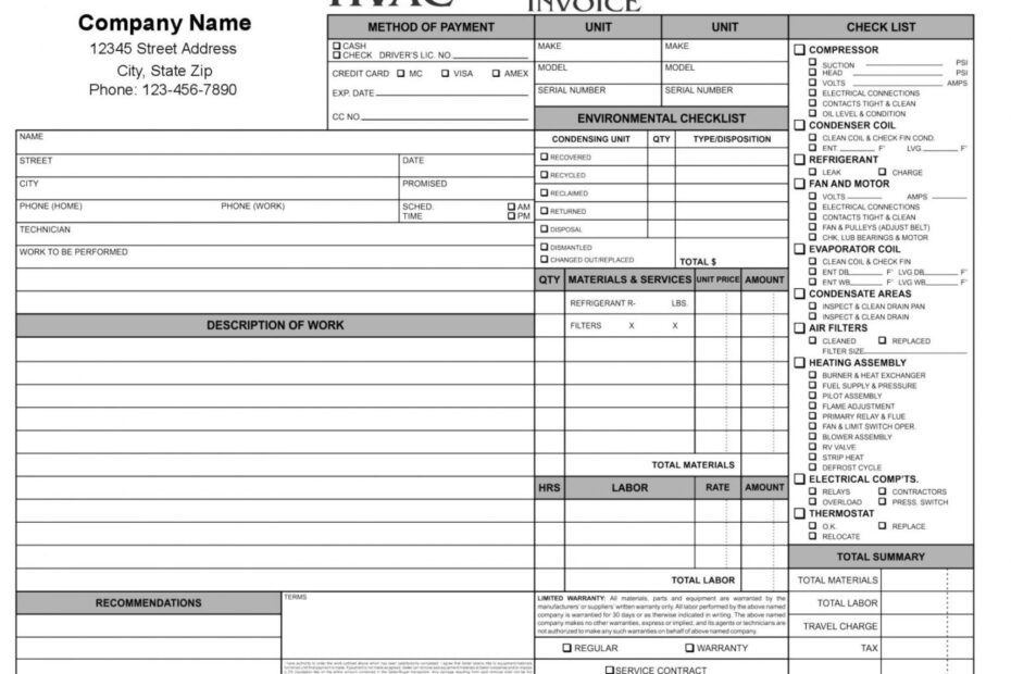 Printable Hvac Invoice Template Invoice Template Free 2016 Hvac Air