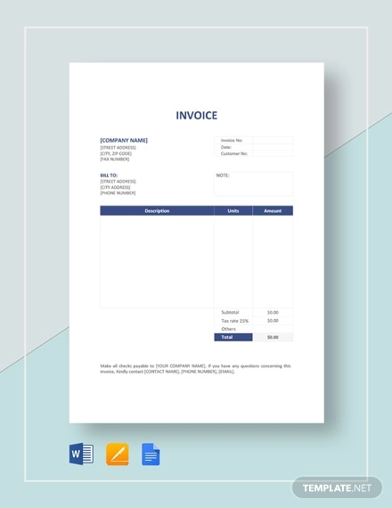 Printable Invoice Examples 27 In Google Docs Google Sheets Excel