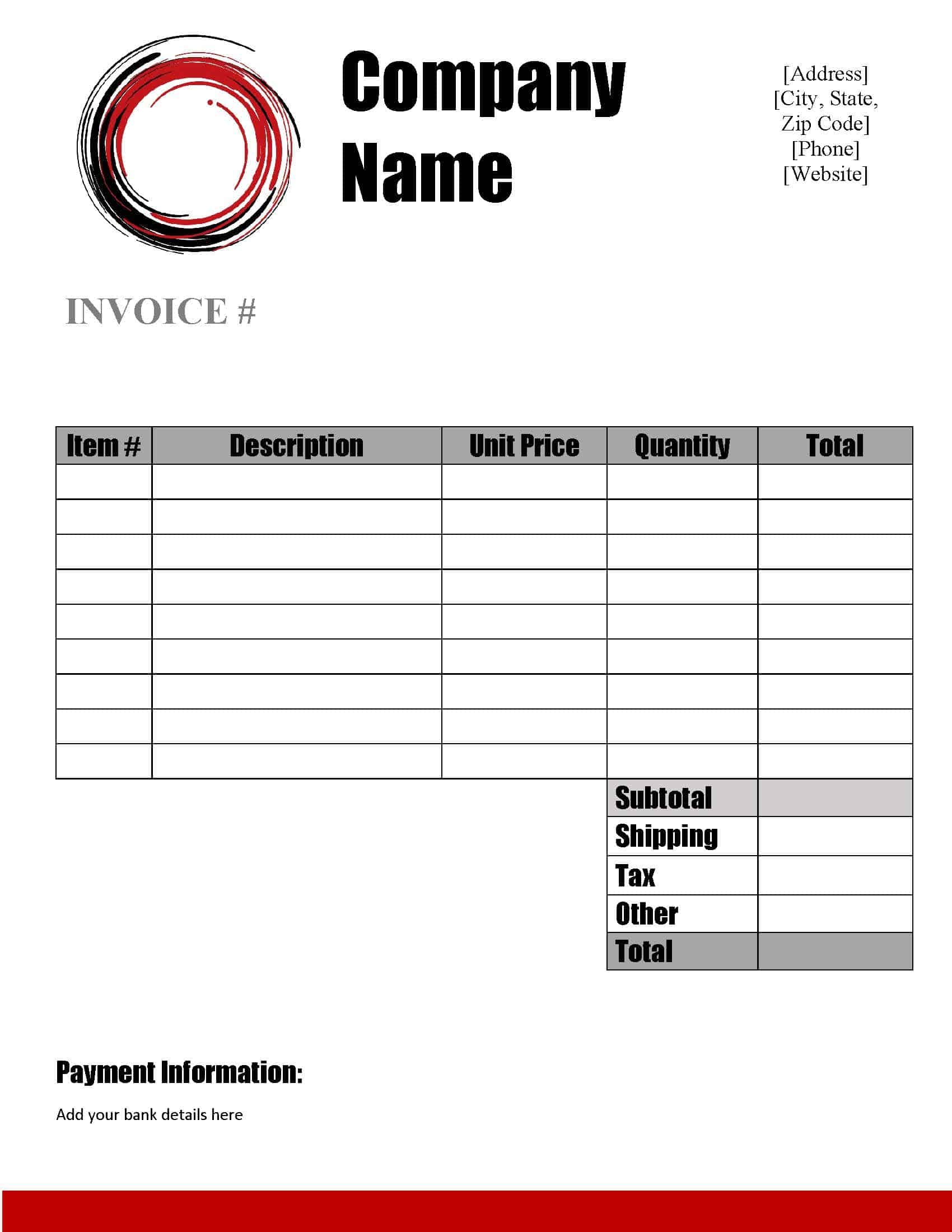Printable Invoice Free Download Printable Words Worksheets