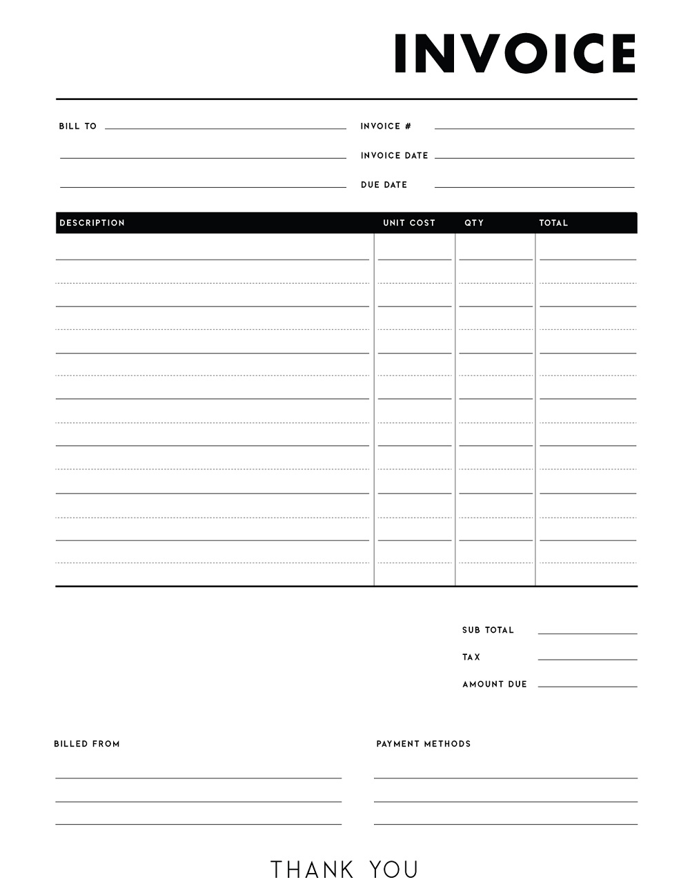 Printable Invoice Template For Free Free Download And Print For You 