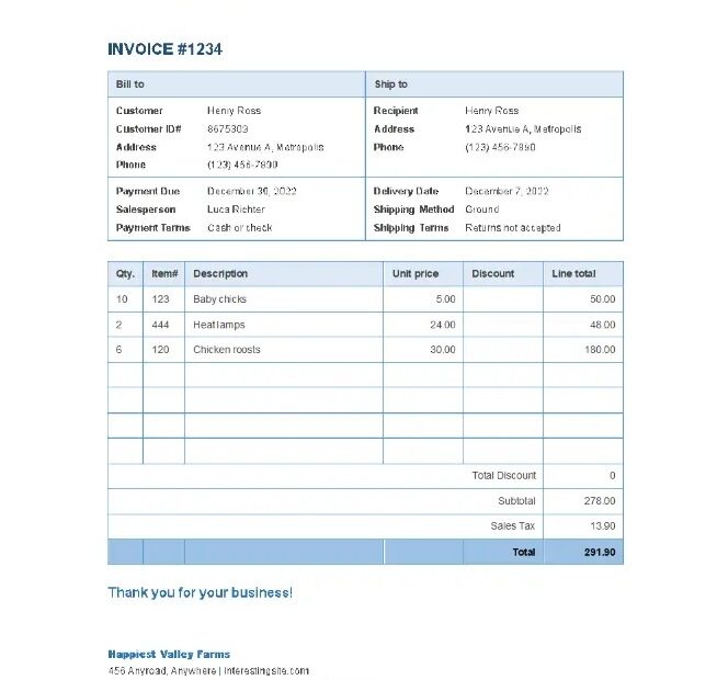 Printable Invoice Template Free Free Download And Print For You