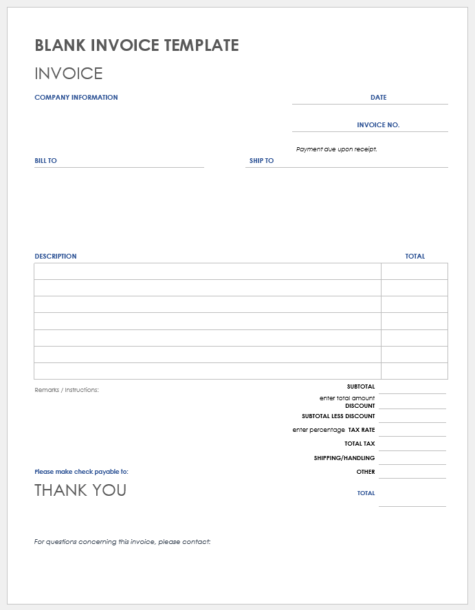 Printable Invoice Template Google Docs Russianjery