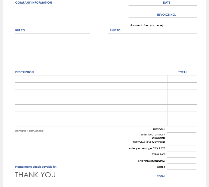Printable Invoice Template Google Docs Russianjery