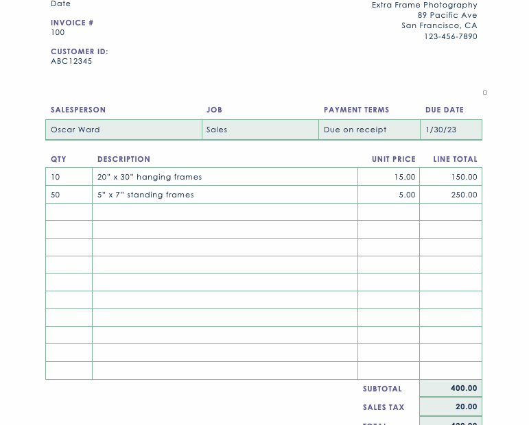Printable Invoice Template Word Printable Online