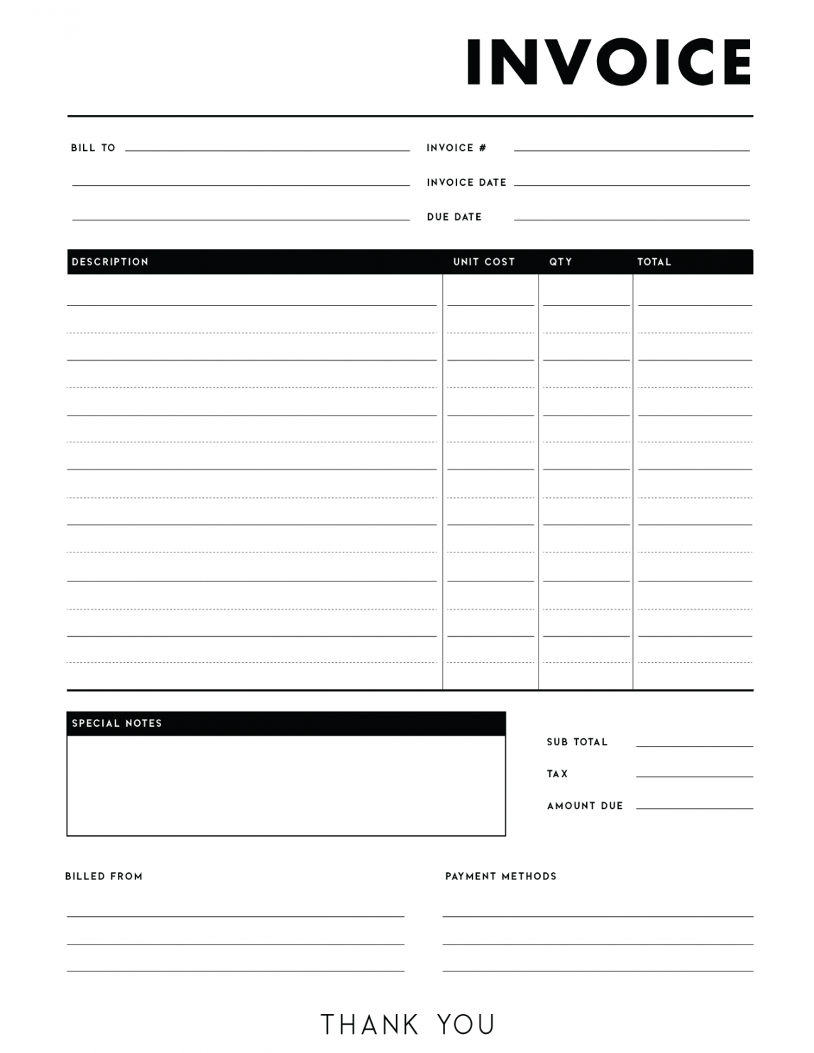 Printable Invoices Free Template Daily FREE Printable