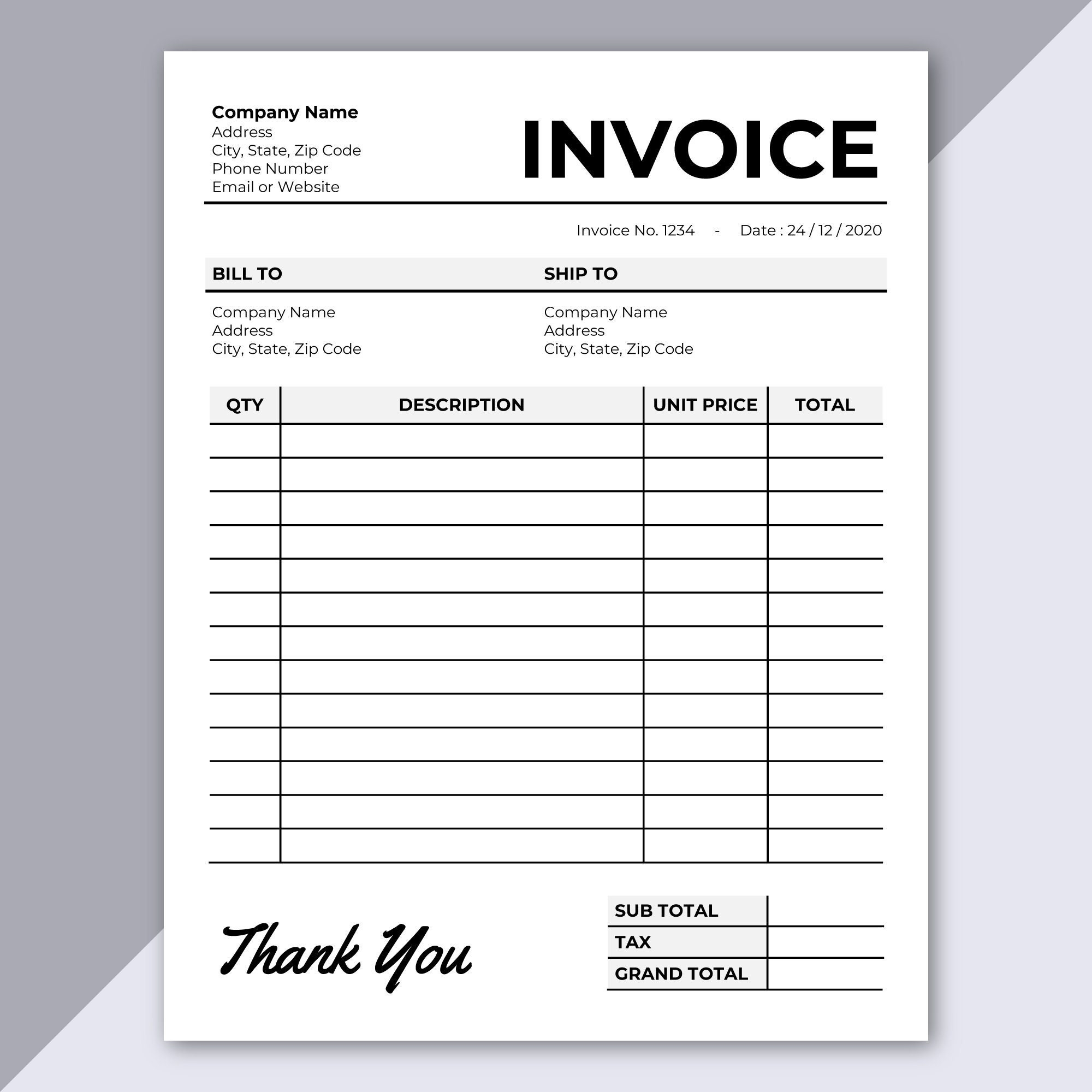 Printable Invoices Free Template FREE Printables