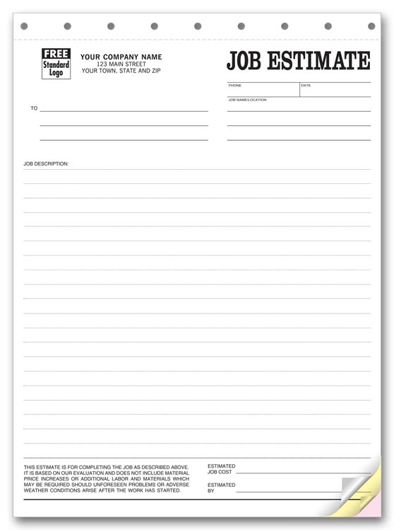 Printable Job Estimate Forms Printable Forms Free Online