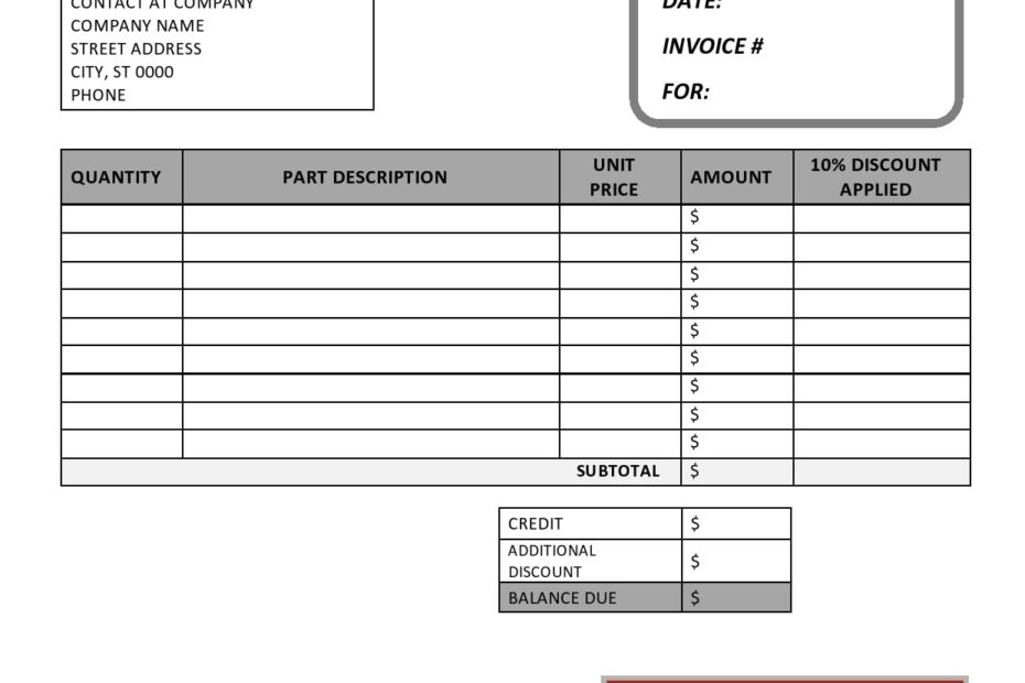 Printable Mechanic Invoice Template Www inf inet