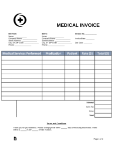 Printable Medical Invoice Template Templateral