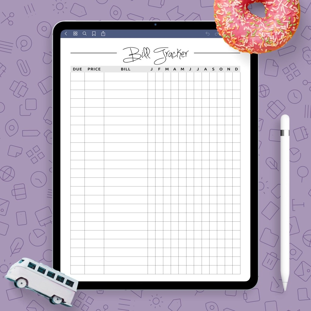 Printable Monthly Bill Organizer Template