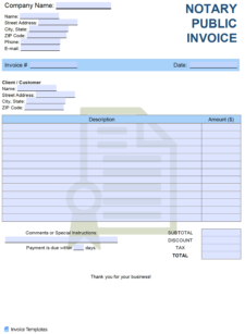 Printable Notary Invoice Template Example Templateral