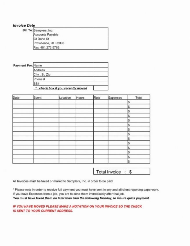 Printable Printable Work Invoice Labor Free Labour Template Example 