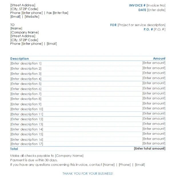 Printable Simple Invoice Template Free Download And Print For You