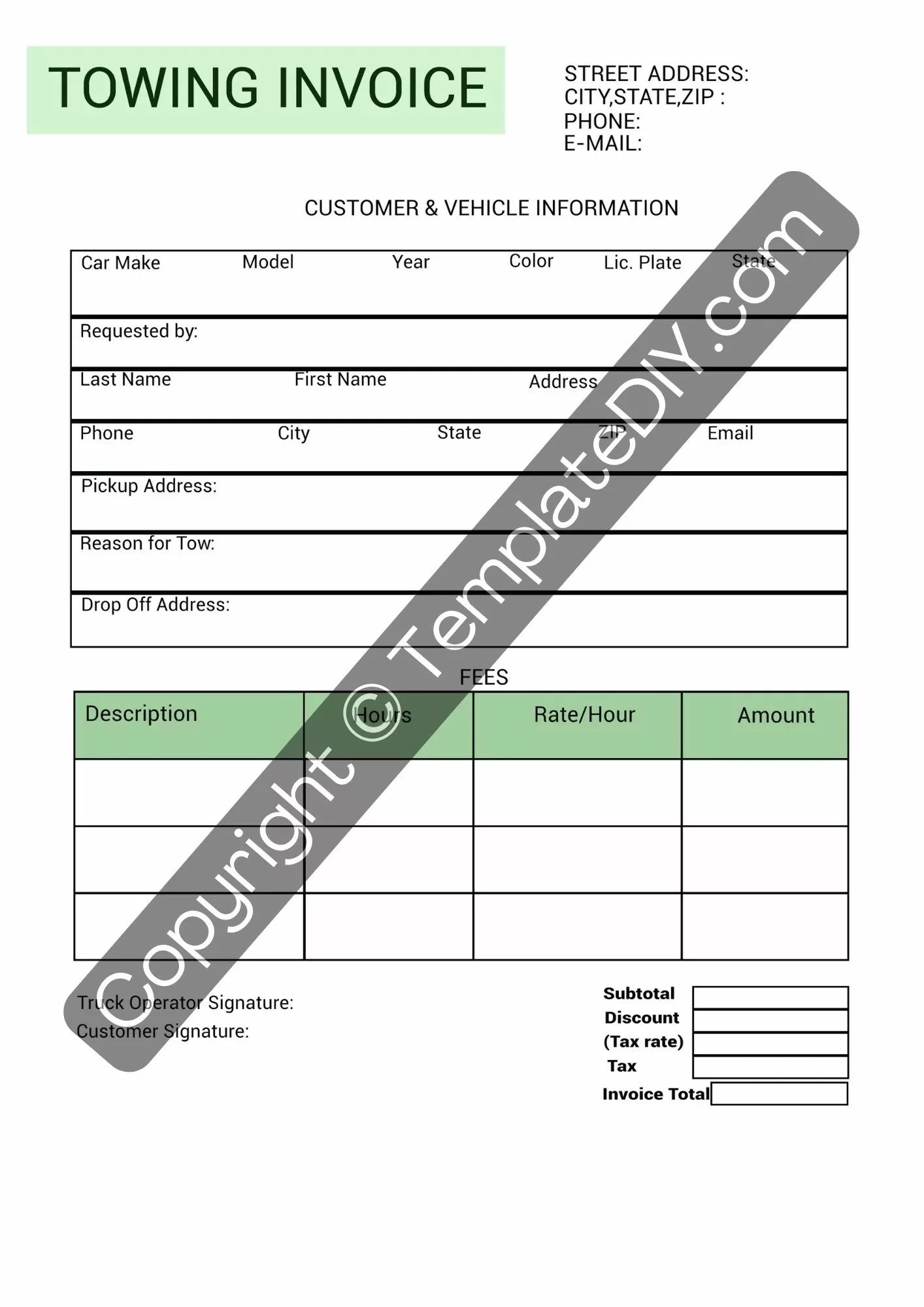 Printable Towing Invoice Printable New Year Banners