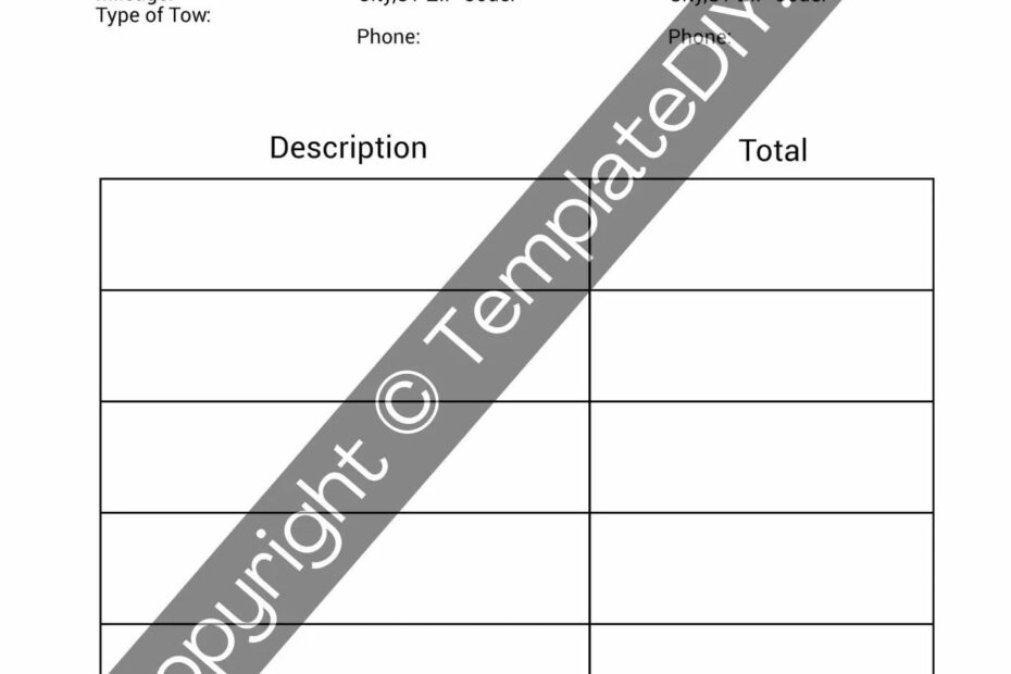Printable Towing Invoices Ataglance Printable Calendar