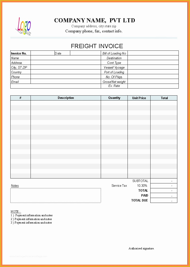Printable Trucking Invoice Template