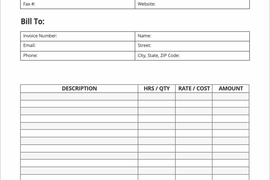 Printable Work Invoice Invoice Template