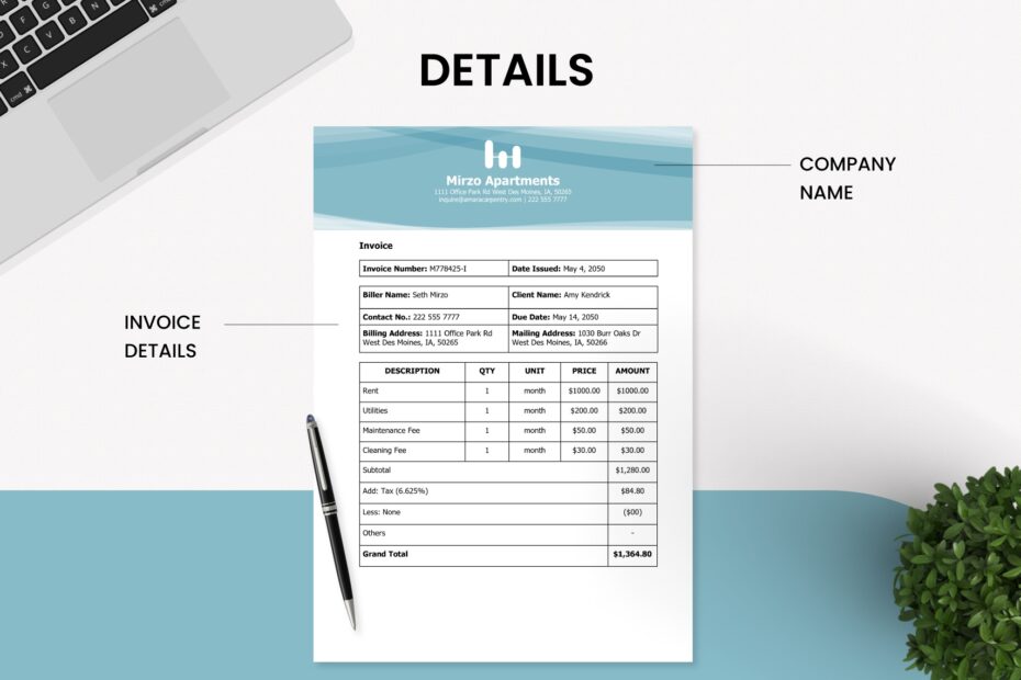 Property Invoice Template In Word PDF Google Docs Download
