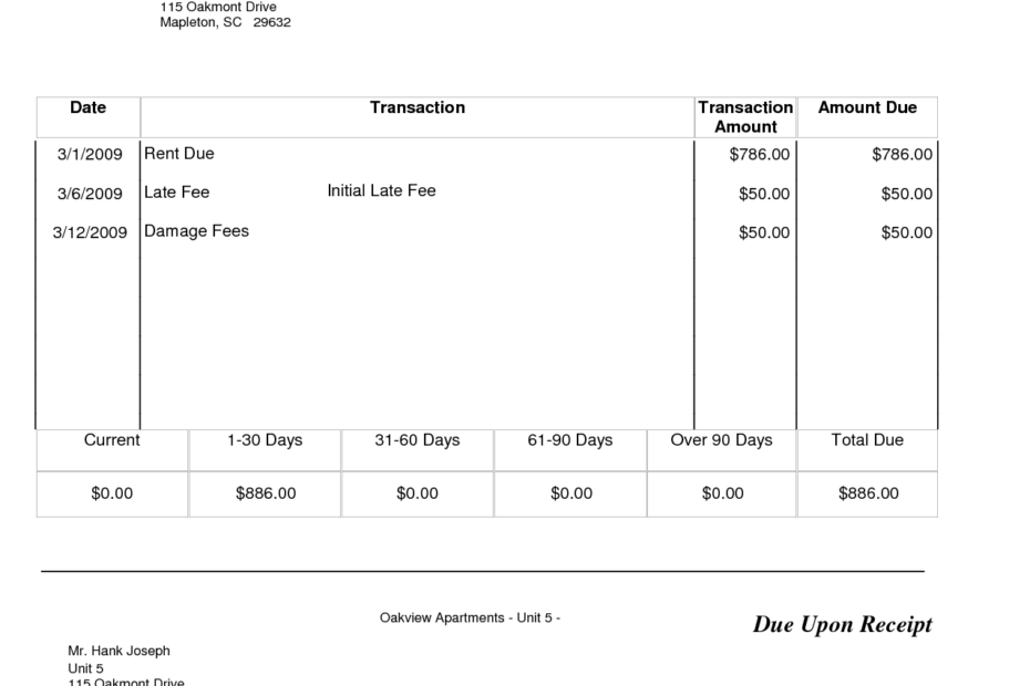 Property rental invoice template Db excel