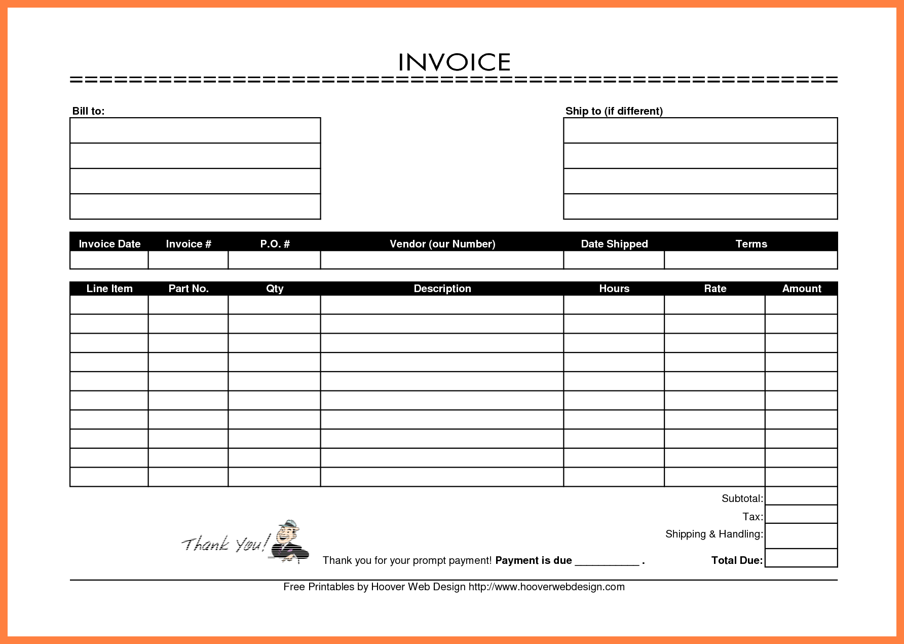 Quickbooks invoice template default Db excel