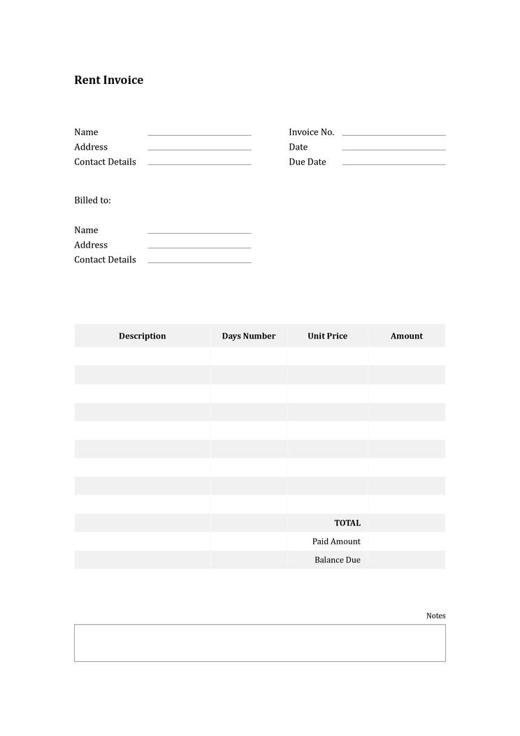 Rent Invoice Template