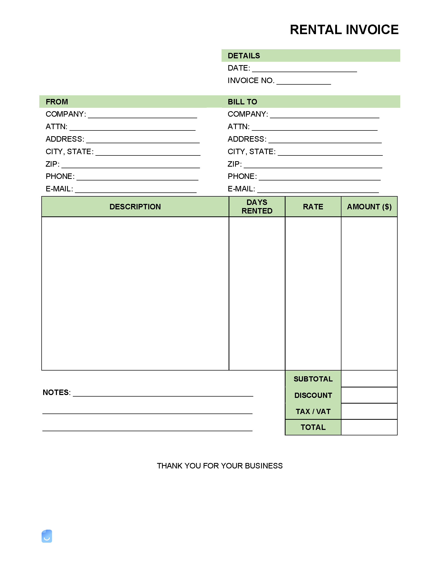 Rental Invoice Template Invoice Maker