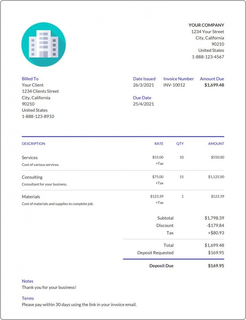Rental Property Invoice Template