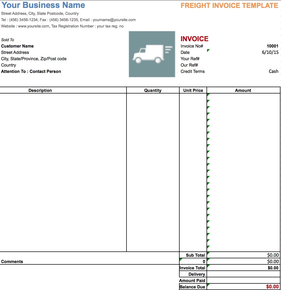 Sample invoice for trucking company Db excel
