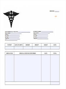 Sample Of Printable Medical Invoice Template Templateral