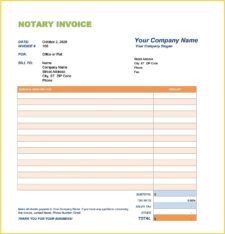 Sample Of Printable Notary Invoice Template Templateral