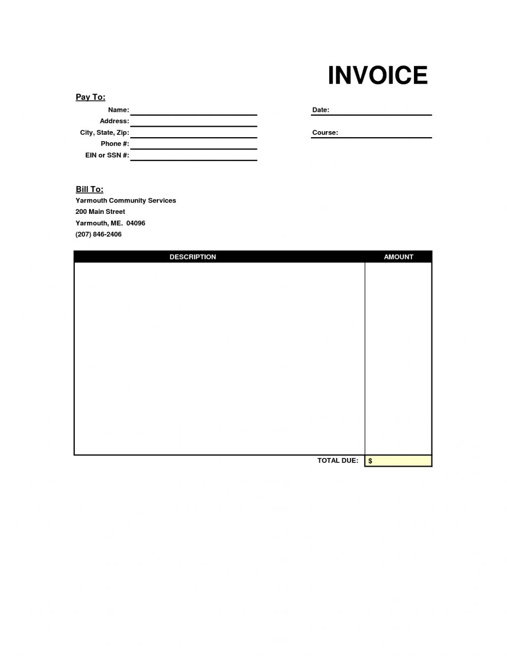 Simple Invoice Template Free Printable Receipt Template