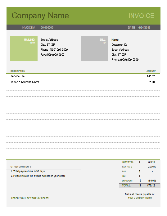 Simple Printable Invoice Template Microsoft Word Litedarelo
