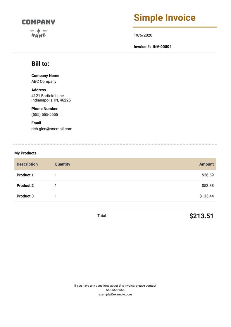 Simple Printable Invoice Template Volfcove