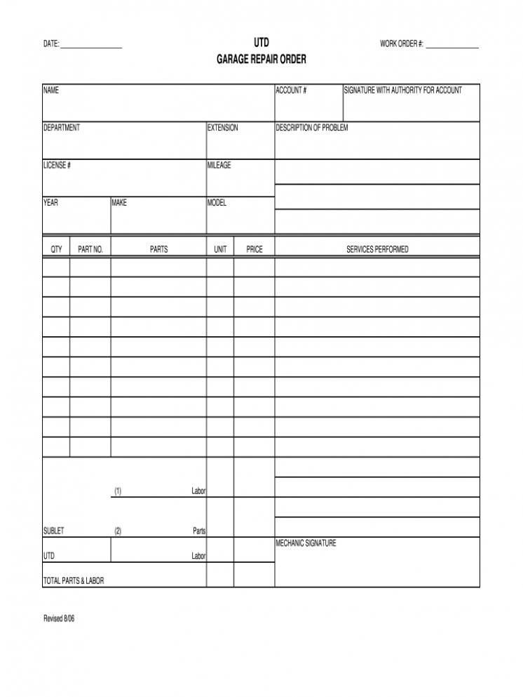 Small Engine Repair Invoice Template
