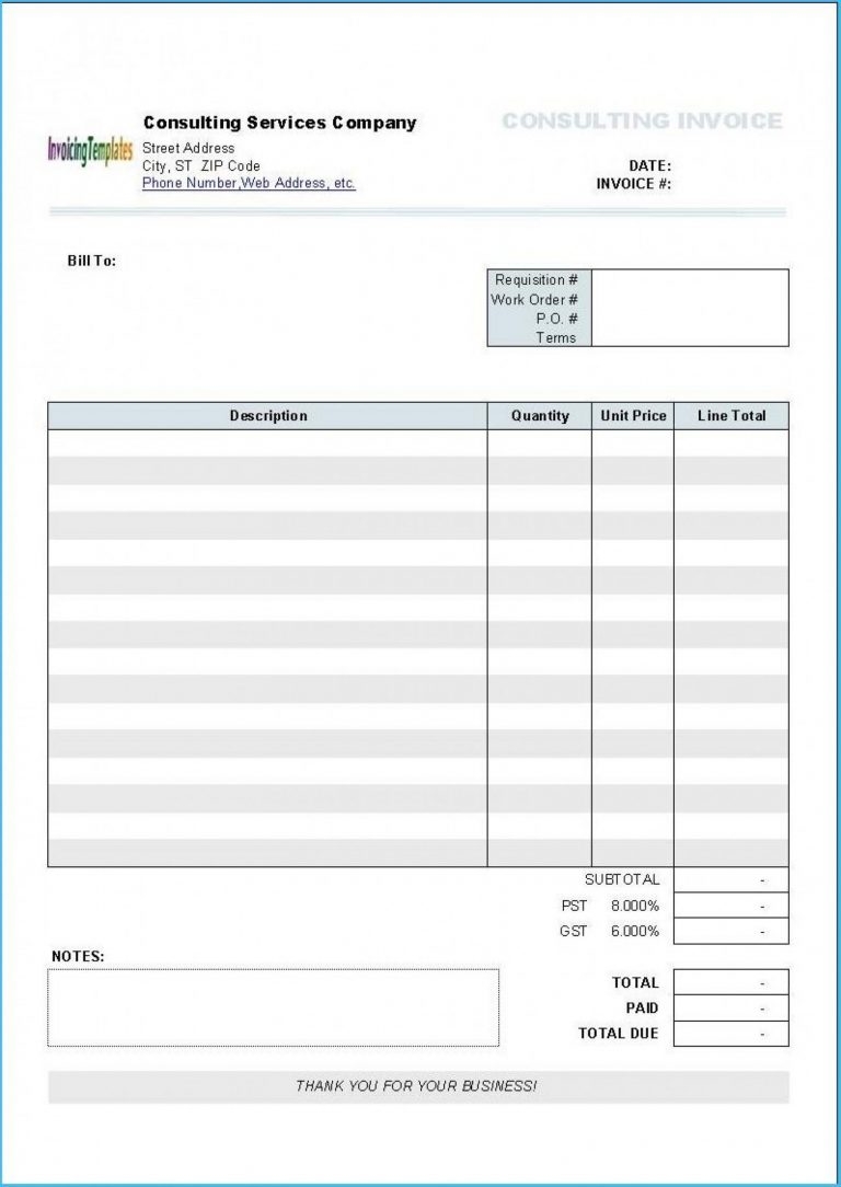 Spreadsheet Template Blank Invoice Printable Receipt Forms Regarding 