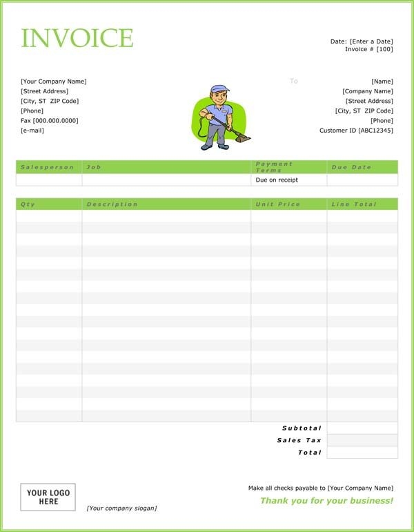 Top 21 Free Cleaning Service Invoice Templates Demplates Worksheets 