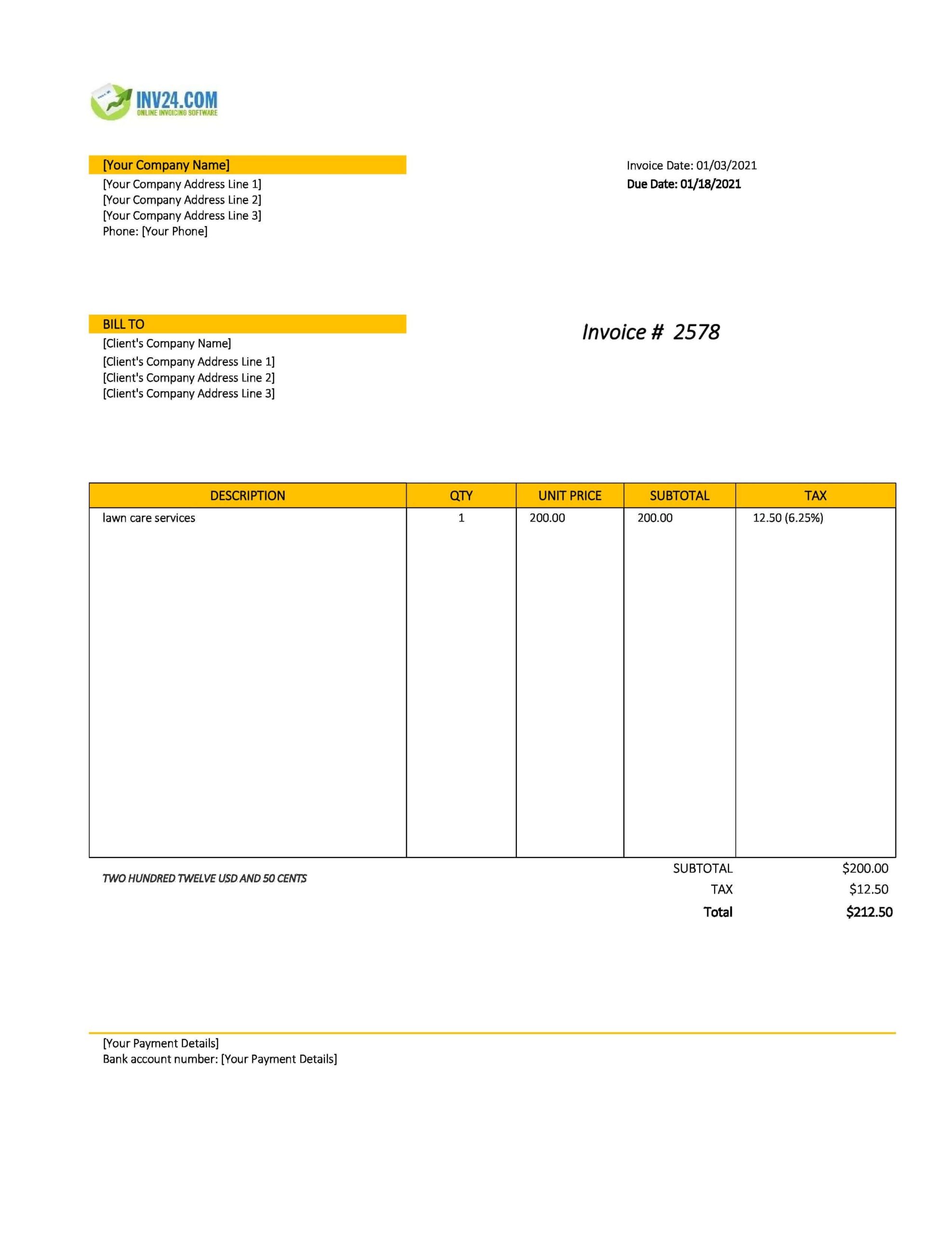 Top Notch Lawn Service Invoice Templates Streamline Billing For A 