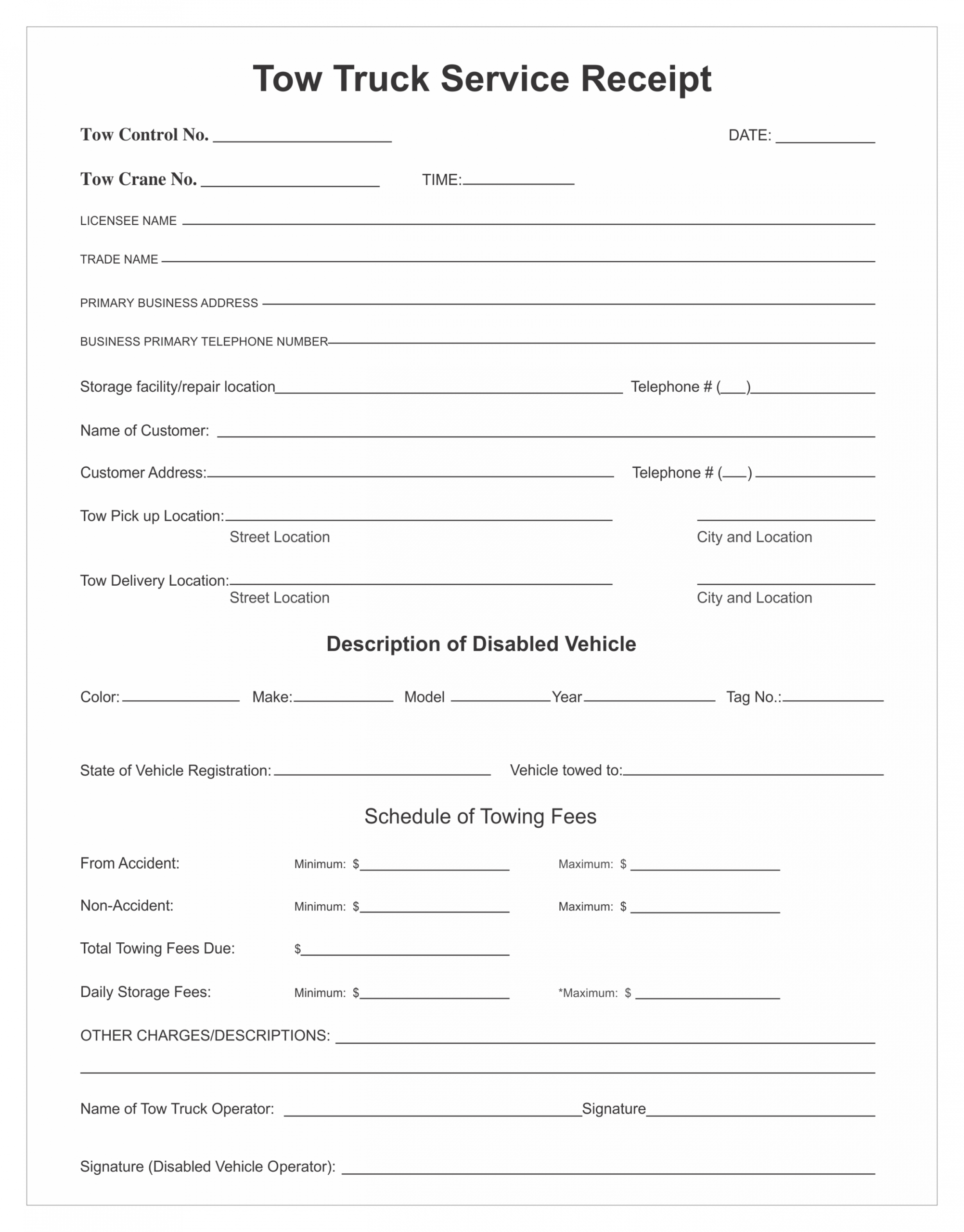 Tow Truck Invoice Template