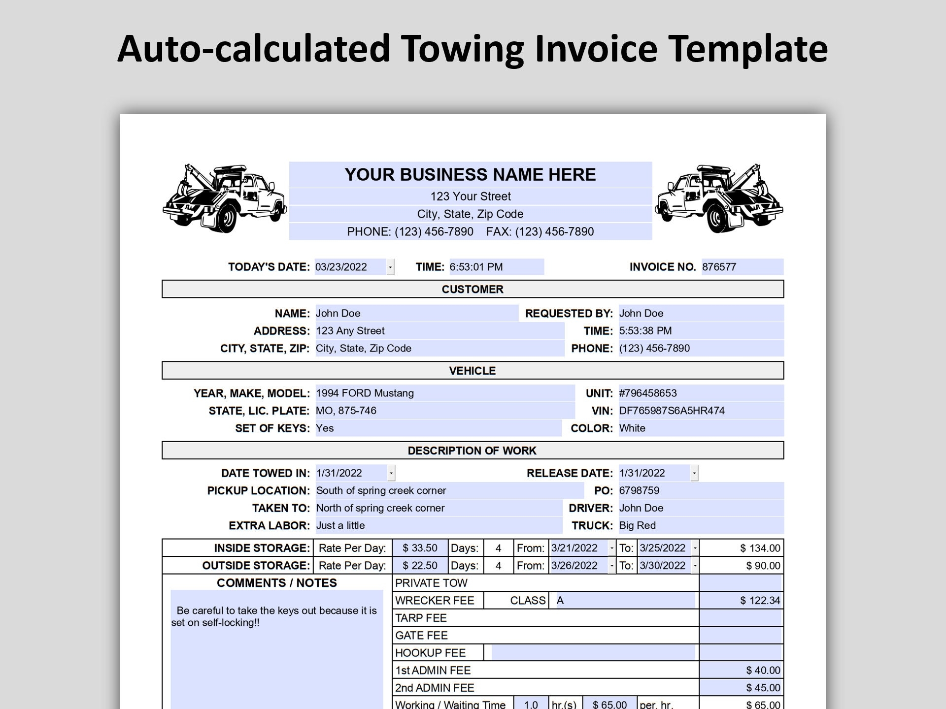 Towing Invoice Template Alejandro assassinations