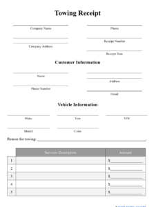 Towing Receipt Template Download Printable PDF Templateroller 