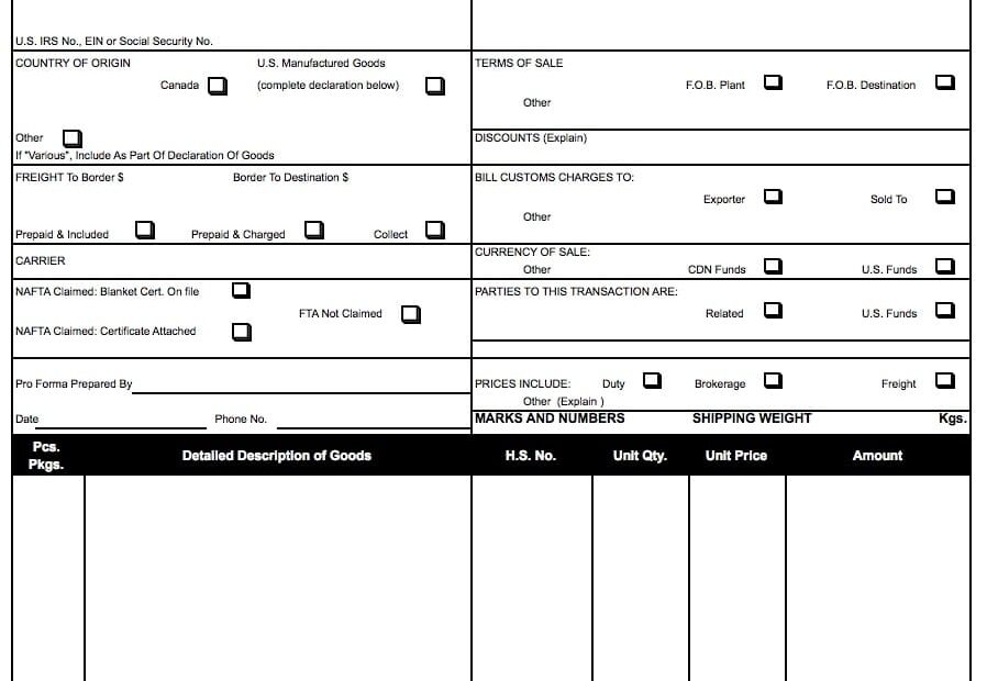Ups Customs Invoice Invoice Template Ideas
