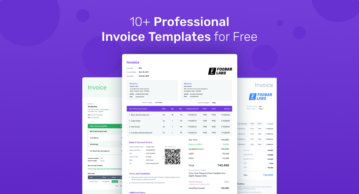 Web Design Development Invoice Templates Excel Word PDF 